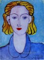 青いブラウスを着た若い女性 芸術家秘書リディア・デレクタースカヤの肖像 1939 フォーヴィスト